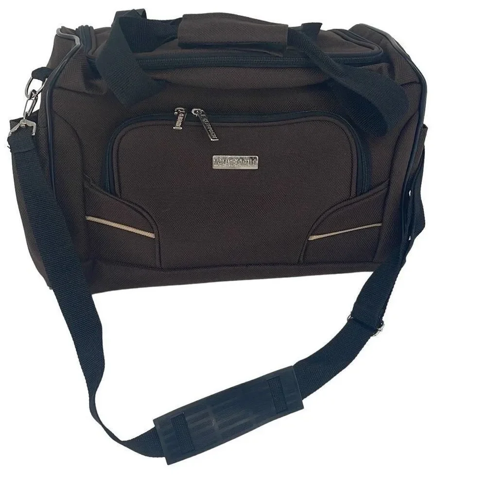 Claiborne Carry On Bag Luggage Zip‎ Pockets Detachable Strap Brown